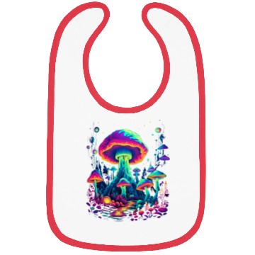 Discover Trippy Mushroom Forest Bibs