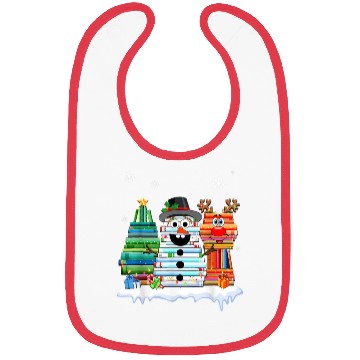Discover Christmas Tree Snowman Reindeer Book Stack Bibs