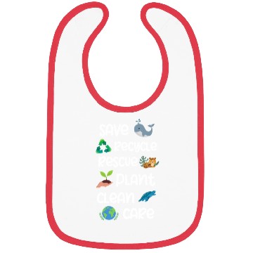 Discover Save Recycle Recue Plant Clean Care Bibs