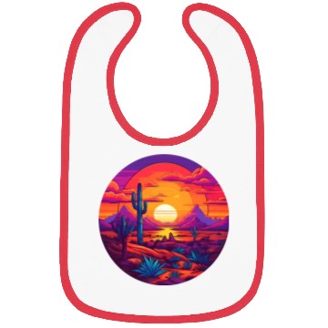 Discover Circular Hazy Desert Mountain Sunrise Bibs