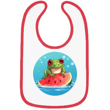Discover Frog on watermelon in the sea Bibs