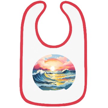 Discover Beautiful Pink Sea And Cloud Landscape Bibs