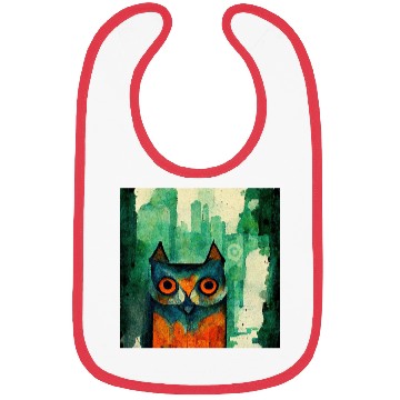 Discover Mod Owl: Watercolor CIty Owl Bibs