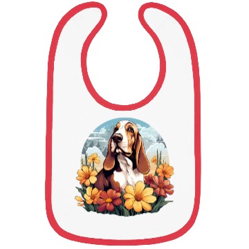 Discover Basset Hound Mountain Flower Cute Colorful Puppy Bibs