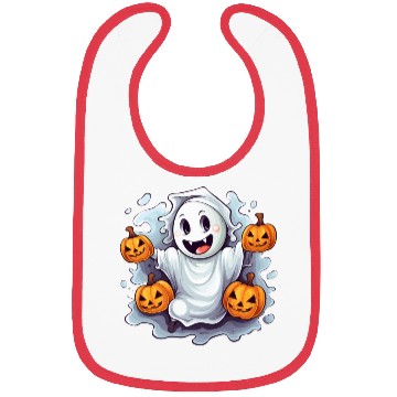 Discover Funny Halloween Ghost With Pumpkin Lanterns Bibs