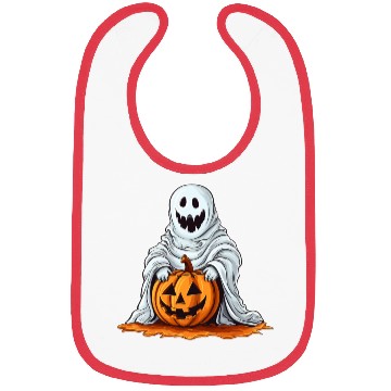 Discover Funny Halloween Pumpkin With Cute Ghost Bibs