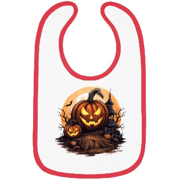 Discover Halloween Haunted House Spell Pumpkin Bat Bibs
