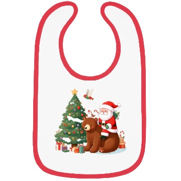 Discover Santa Claus and Bear - Festive Tranquility Bibs