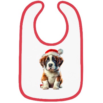 Discover Saint Bernard puppy waiting for Christmas Bibs