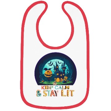 Discover Keep Calm & Stay Lit Funny Cute Halloween Pumpkin Bibs
