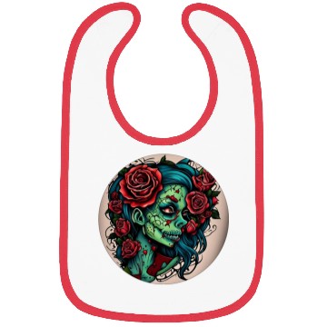 Discover Zombie Girl / Halloween / creepy / green / Comic Bibs