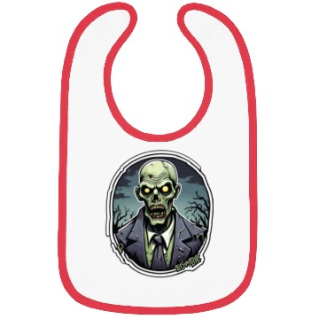 Discover Zombie in a Suit / Halloween / Monster / green Bibs