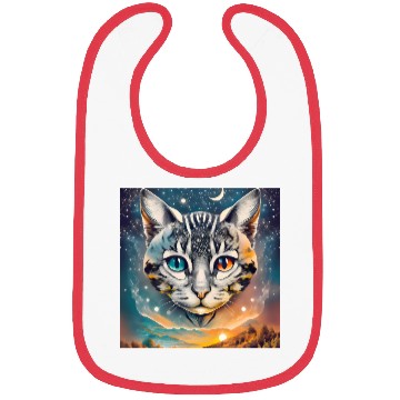 Discover Cat With Two Different Color Eyes Fantasy Art Bibs