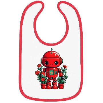 Discover Flower Red Robot Bibs