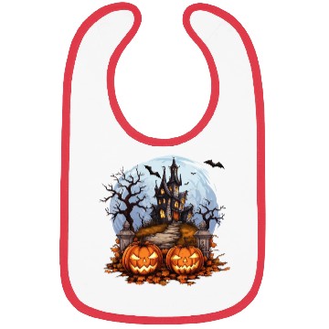 Discover Spooky Haunted House Halloween Pumpkin Bat Bibs