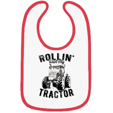 Discover Rollin' With My Tractor Farmer Gift Agriculture Bibs