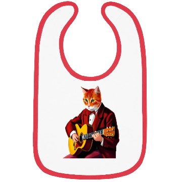 Discover Cat playing guitar Bibs | mens cat playing guitar
