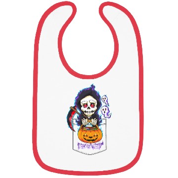 Discover Halloween Pocket Chibi Grim Reaper Trick or Treat Bibs
