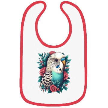 Discover Blue budgie with flowers Bibs