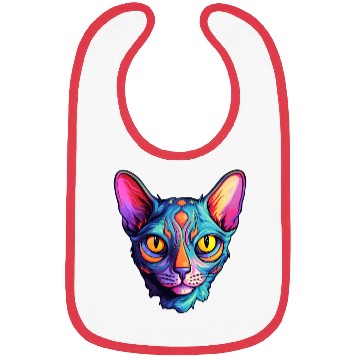Discover Sphynx Cat kitty Psychedelic Vibrant Colors Bibs