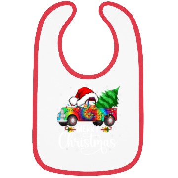 Discover Merry Christmas Truck Tree Santa Hat Lights Bibs