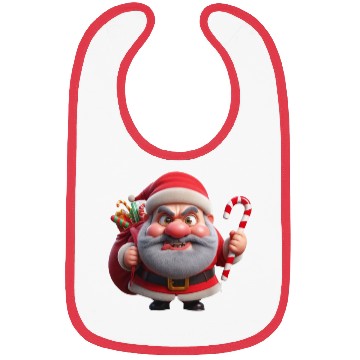Discover Crazy Santa with Candy Canes Bibs