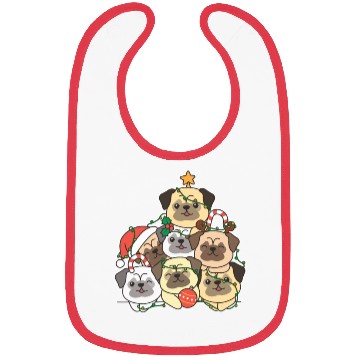 Discover Pug Christmas Tree Funny Animal Christmas Bibs