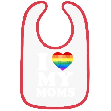 Discover I Love My Moms Rainbow Heart Gay Pride Lgbt Flag Bibs