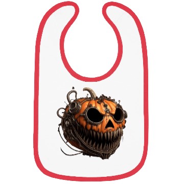Discover creepy steampunk pumpkin with sharp teeth Bibs
