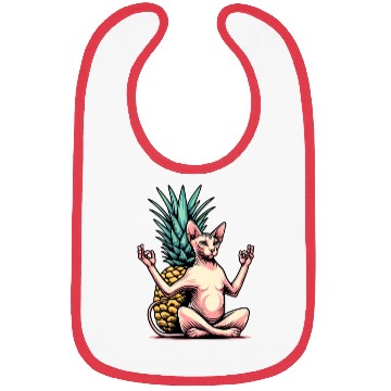 Discover Meditating Sphynx cat with pineapple Bibs