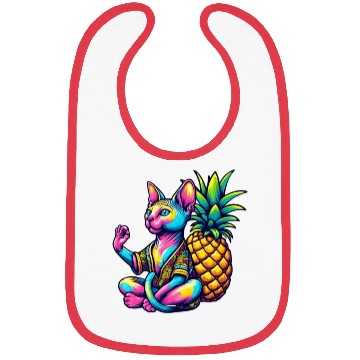 Discover Meditating Sphynx cat with pineapple Bibs