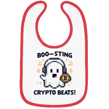 Discover Quirky 8-Bit Ghost with Crypto Beats - Halloween Bibs