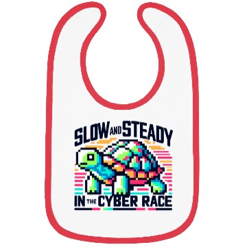 Discover Cyber Turtle - Slow and Steady in 8-bit Color Bibs