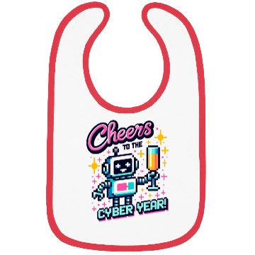 Discover Retro Robot New Year's Toast - Cyber Champagne Fun Bibs