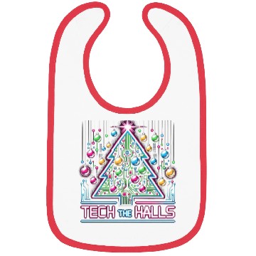 Discover Tech the Halls - Christmas Tree in 8-bit Neon Bibs