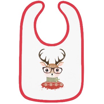 Discover Deer with Christmas sweater and nerd glasses Bibs