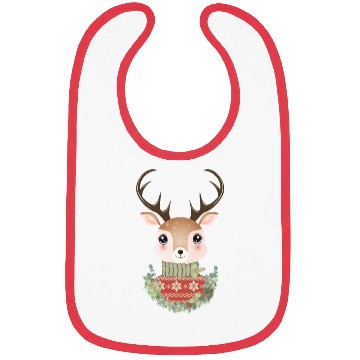 Discover cute deer with sweater and Christmas wreath Bibs