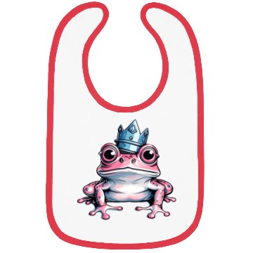 Discover Cute pink frog with crown Bibs