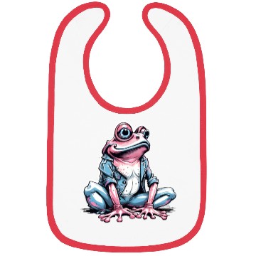 Discover Cute pink frog with denim Bibs