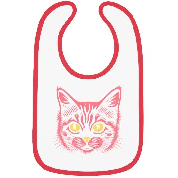 Discover neon red cute cat Bibs