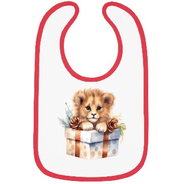 Discover African Lion inside a Christmas gift box Bibs