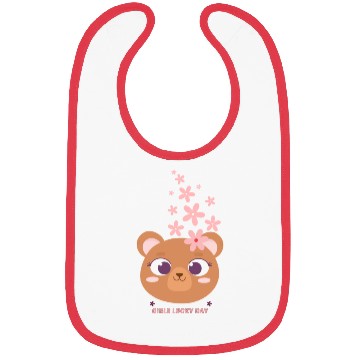 Discover Teddy bear face with flower Bibs