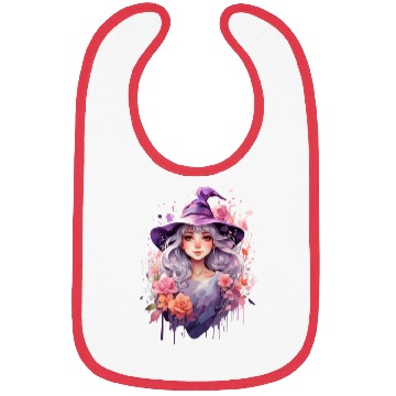 Discover A cute multicolored witch print, fantasy girl. Bibs