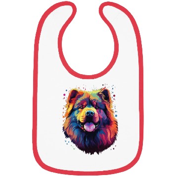 Discover Watercolor Colorful Chow Chow Bibs