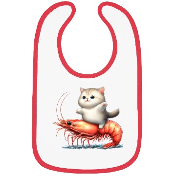 Discover Cat rides on shrimp Bibs