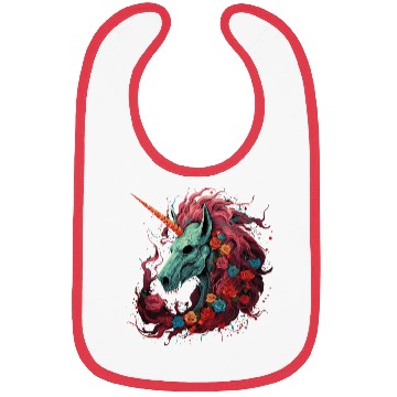 Discover scary unicorn and flowers Bibs