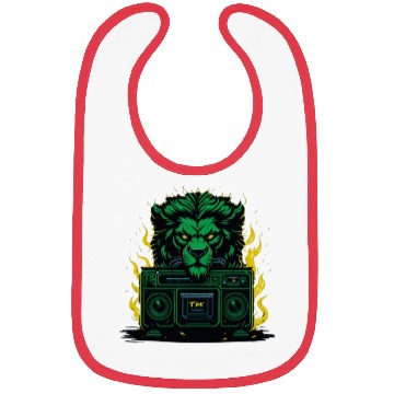 Discover Lion-human character with emerald green fur. Bibs
