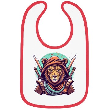 Discover Artistic lion ninja warrior Bibs