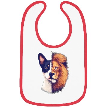 Discover dog half Lion animal art Bibs