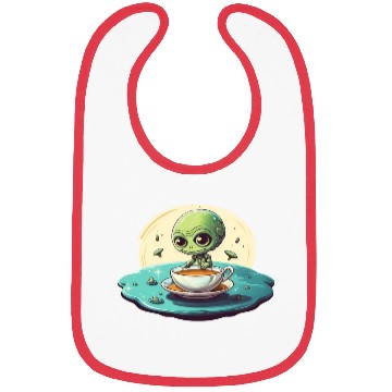 Discover green alien coffee coffee drinker Bibs